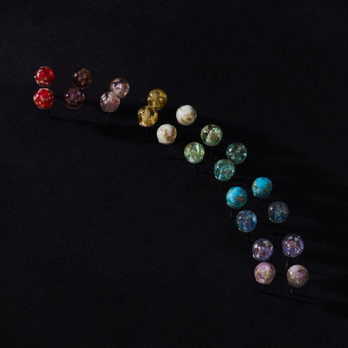 Teal | .925 Sterling Silver | Mini Firefly Glass Stud Earrings